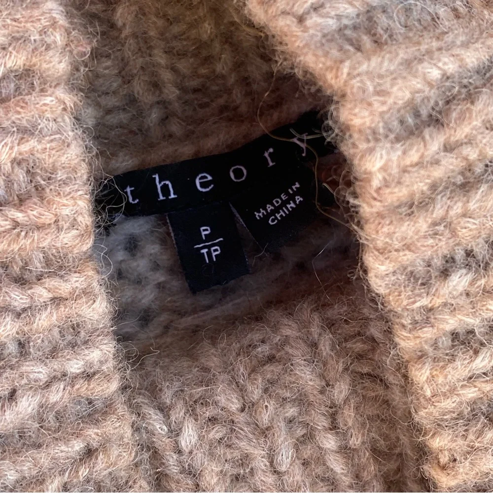 Theory Fair Isle Mock Wool Sweater Baby Alpaca Size P Petite 0 - Picture 7 of 7